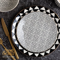 Thyme & Table Black & White Dot Stoneware Plate EasyOptionXY LLC