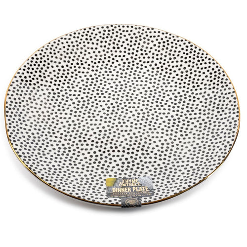 Thyme & Table Black & White Dot Stoneware Plate EasyOptionXY LLC