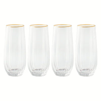 Thyme & Table 4-Piece Scalloped Stemless Flute Glass Set EasyOptionXY LLC