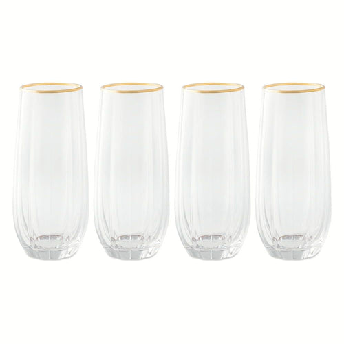 Thyme & Table 4-Piece Scalloped Stemless Flute Glass Set EasyOptionXY LLC