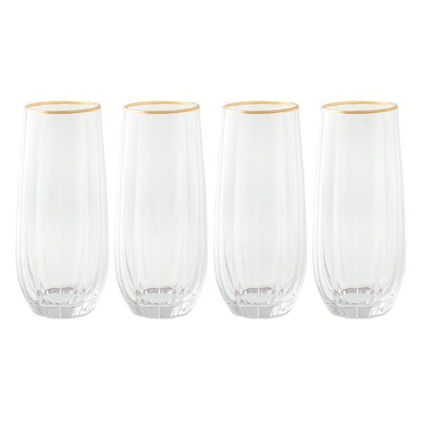 Thyme & Table 4-Piece Scalloped Stemless Flute Glass Set EasyOptionXY LLC