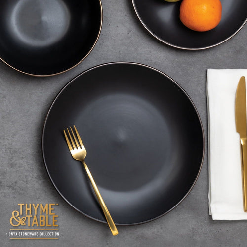 Thyme & Table Dinnerware Black Onyx Stoneware Round Dinner Plate EasyOptionXY LLC