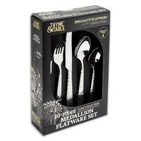 Thyme & Table 20-Piece Medallion Stainless Steel Flatware Set, Silver EasyOptionXY LLC