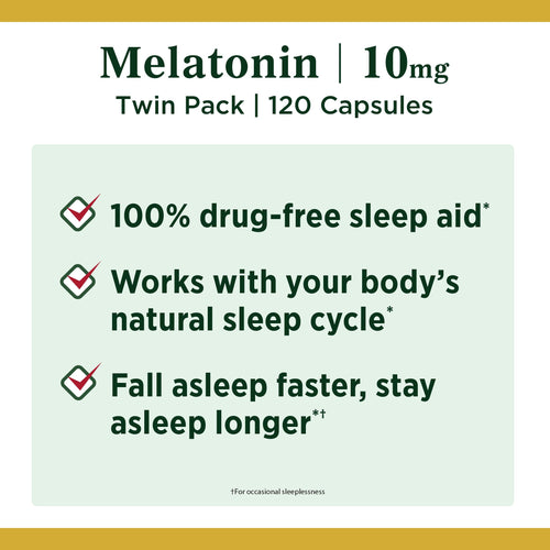 Nature's Bounty Melatonin Sleep Aid Capsules; 10 mg; 60 Count; 2 Pack EasyOptionXY LLC