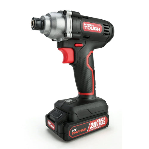 Hyper Tough 20V Max Lithium-Ion Cordless Impact Driver, 1/4 inch Quick Release Chuck Type with 1.5Ah Lithium-ion Battery & Charger, Bit Holder & LED Light, New Condition EasyOptionXY LLC