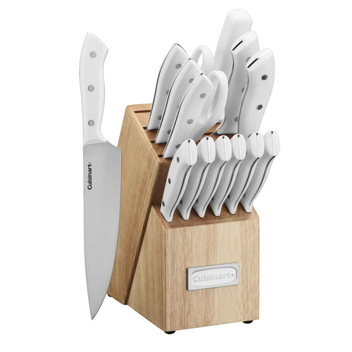 Cuisinart Triple Rivet 15-Piece Knife Set with Block, C77WTR-15PW EasyOptionXY LLC