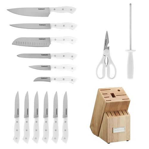 Cuisinart Triple Rivet 15-Piece Knife Set with Block, C77WTR-15PW EasyOptionXY LLC