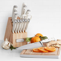 Cuisinart Classic Forged Triple Rivet 15-Piece Cutlery Set with Block, White and Stainless EasyOptionXY LLC