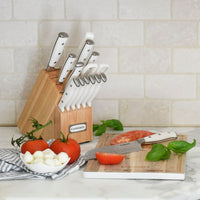 Cuisinart Classic Forged Triple Rivet 15-Piece Cutlery Set with Block, White and Stainless EasyOptionXY LLC