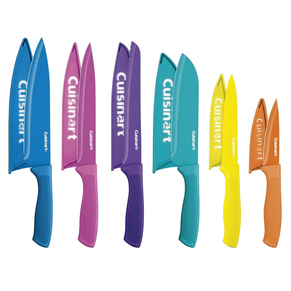 Cuisinart 12-Piece Ceramic Coated Color Knife Set with Blade Guards, C55-12PCGW EasyOptionXY LLC