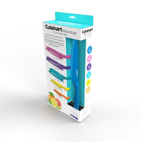 Cuisinart 12-Piece Ceramic Coated Color Knife Set with Blade Guards, C55-12PCGW EasyOptionXY LLC