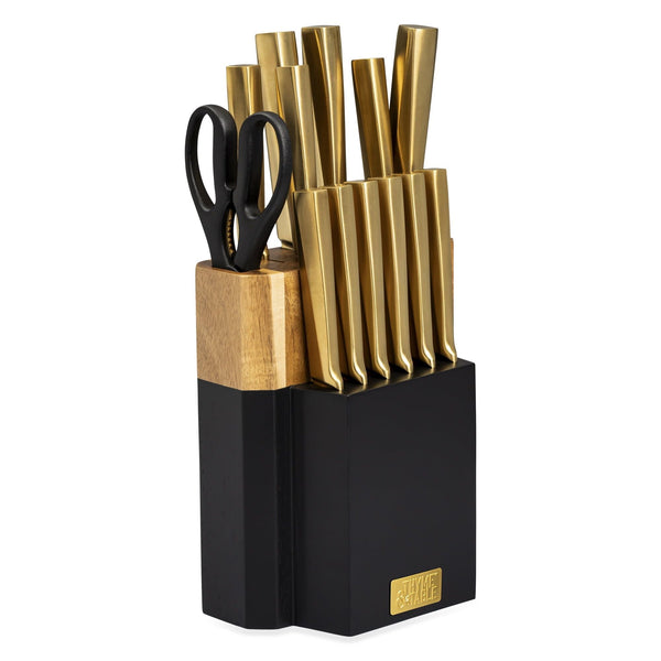 Thyme & Table 15-Piece Knife Block Set with Knife Sharpener EasyOptionXY LLC