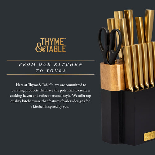 Thyme & Table 15-Piece Knife Block Set with Knife Sharpener EasyOptionXY LLC