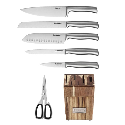 Cuisinart C77SS7P 7 Pc. Stainless Prep Set in Acacia Wood Block EasyOptionXY LLC