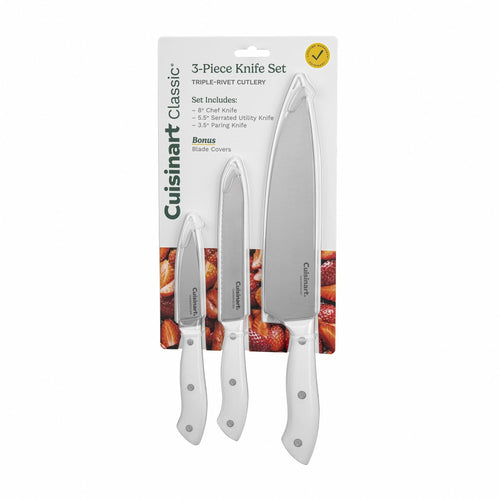 Cuisinart Classic 3pc White Triple Rivet 3pc Chef Knife Set, CEW3R-3PCS3 EasyOptionXY LLC