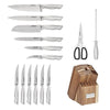 15pc German Stainless Steel Hollow Handle Cutlery Block Set w/Acacia Block EasyOptionXY LLC