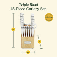 Cuisinart Classic Forged White Triple Rivet Knife Block Set, C77WTR-15P3 EasyOptionXY LLC