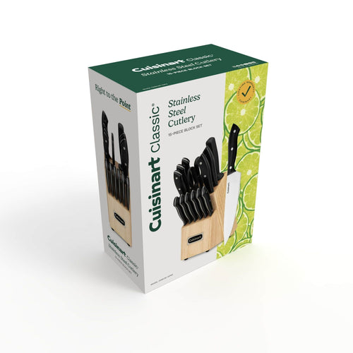Cuisinart Classic 15pc Black Triple Rivet Knife Block Set, CEBK3R-15P3 EasyOptionXY LLC