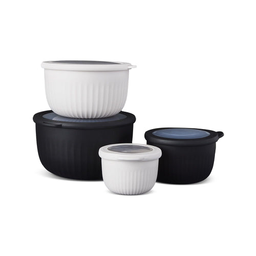 Thyme & Table 8-Piece Mixing Bowl Set, Black and Cream EasyOptionXY LLC