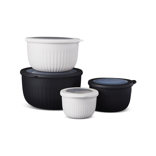 Thyme & Table 8-Piece Mixing Bowl Set, Black and Cream EasyOptionXY LLC