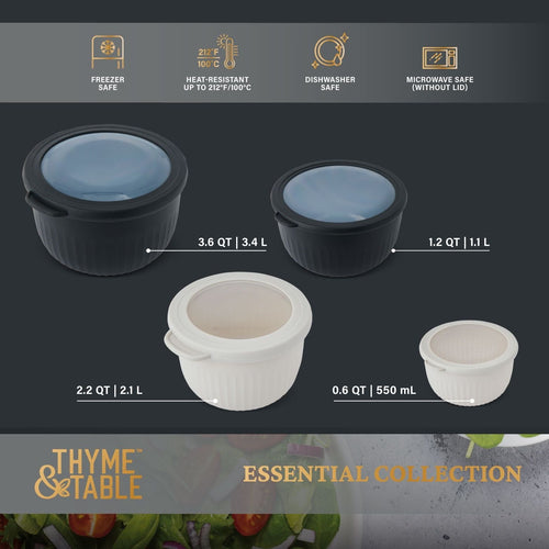 Thyme & Table 8-Piece Mixing Bowl Set, Black and Cream EasyOptionXY LLC