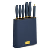 Thyme & Table 7-Piece Slim Block Knife Set with Gold Blades and Blue Block EasyOptionXY LLC