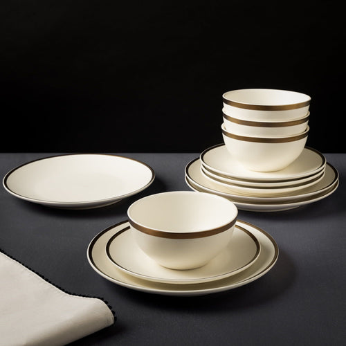 Thyme & Table Everest Collection 12-Piece Stoneware Dinnerware Set, White EasyOptionXY LLC