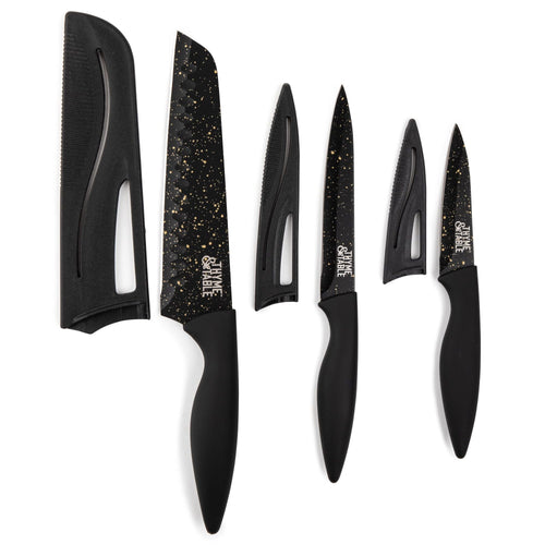 Thyme & Table Non-Stick Coated High Carbon Stainless Steel Speckled Kitchen Knives, 3 Piece Set EasyOptionXY LLC