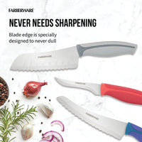 Farberware Precise Slice Utility Kitchen Knife Set, 3 Piece, Razor Sharp Knives with Ergonomic Handles, Multicolor EasyOptionXY LLC