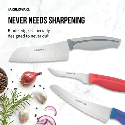 Farberware Precise Slice Utility Kitchen Knife Set, 3 Piece, Razor Sharp Knives with Ergonomic Handles, Multicolor EasyOptionXY LLC