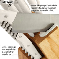 Farberware Edgekeeper Triple Riveted Knife Block Set with Built in Sharpener 14-piece in White EasyOptionXY LLC