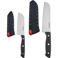 Farberware Edgekeeper Self-Sharpening Triple Riveted 5-inch & 7-inch Santoku Knife Set, 4-Piece, Black EasyOptionXY LLC