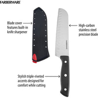 Farberware Edgekeeper Self-Sharpening Triple Riveted 5-inch & 7-inch Santoku Knife Set, 4-Piece, Black EasyOptionXY LLC