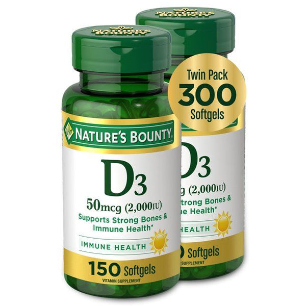 Nature's Bounty 2000 IU Vitamin D3 Softgels; 50 mcg; 150 Count; 2 Pack EasyOptionXY LLC