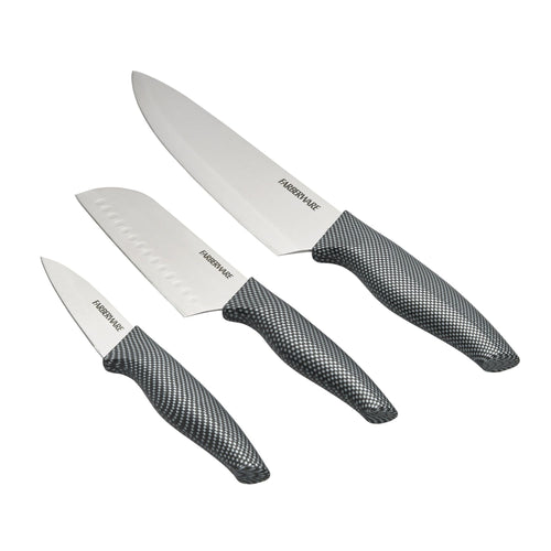 Farberware 3-piece Chef Knife Set ,Carbon Fiber Pattern Handle EasyOptionXY LLC
