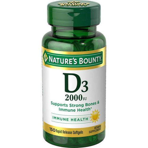 Nature's Bounty 2000 IU Vitamin D3 Softgels; 50 mcg; 150 Count EasyOptionXY LLC