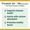 Nature's Bounty 2000 IU Vitamin D3 Softgels; 50 mcg; 150 Count EasyOptionXY LLC