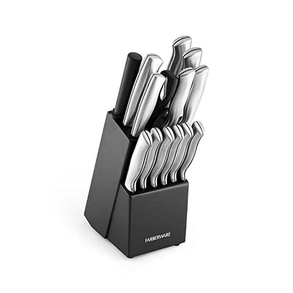 Farberware 5152497 15-Piece High-Carbon Stamped Stainless Steel Kitchen Knife Set with Wood Block, Steak Knives, Razor-Sharp, Black EasyOptionXY LLC