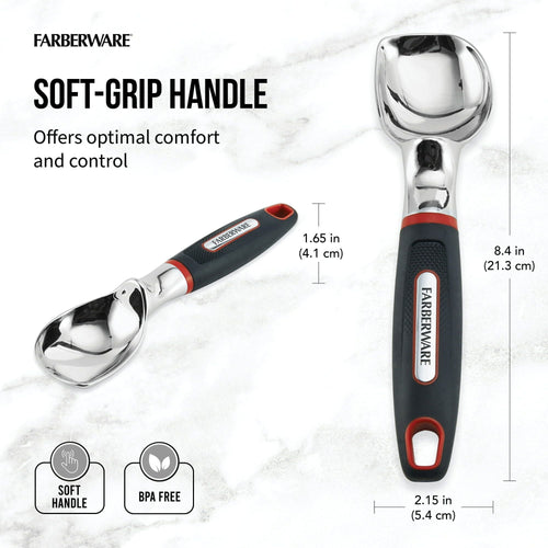 Farberware Soft Grips Stainless Steel Ice Cream Scoop with Rubber Black Handle and Red Accents EasyOptionXY LLC