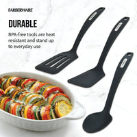 Farberware Set of 3 Nylon Tools, Slotted Turner, Short Turner, Basting Spoon Black EasyOptionXY LLC