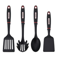 Farberware Soft Grips Set-4 Slotted Turner, Turner, Basting Spoon, and Pasta Server, Black EasyOptionXY LLC