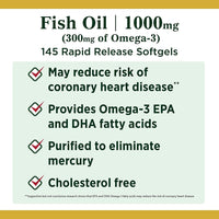 Nature's Bounty Fish Oil With Omega 3 Softgels; 1000 mg; 145 Count EasyOptionXY LLC
