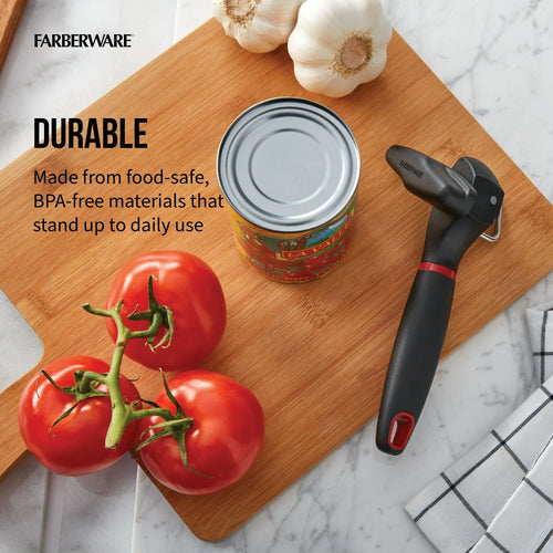 Farberware Soft Grips Safety Can Opener in Black with Red Accents EasyOptionXY LLC
