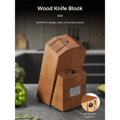 Knife Set, 8-Piece Premium Knife Block Set with High Carbon German Steel, 5 Knives, Sharpening Steel, Multi-Purpose Scissors, Block of Wood, Ergonomic ABS Handle EasyOptionXY LLC