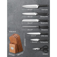 Knife Set, 8-Piece Premium Knife Block Set with High Carbon German Steel, 5 Knives, Sharpening Steel, Multi-Purpose Scissors, Block of Wood, Ergonomic ABS Handle EasyOptionXY LLC