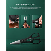 Knife Set, 16-Piece Stainless Steel Kitchen Knife Set with Wood Block, One Piece Design Knife Block Set, Black EasyOptionXY LLC