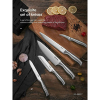 Knife Set, 16-Piece Stainless Steel Kitchen Knife Set with Wood Block, One Piece Design Knife Block Set, Black EasyOptionXY LLC