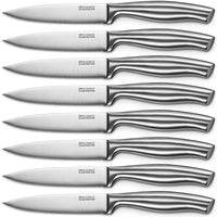 Steak Knives, Serrated Steak Knives with Gift Box, Stainless Steel Kitchen Steak Knife Set of 8, Silver EasyOptionXY LLC