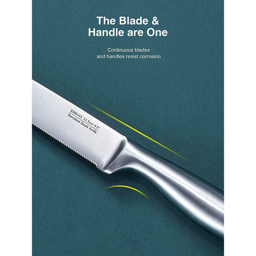 Steak Knives, Serrated Steak Knives with Gift Box, Stainless Steel Kitchen Steak Knife Set of 8, Silver EasyOptionXY LLC