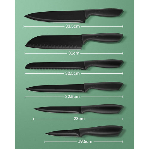Knife Set 6 Piece, Black Chef Knives with Sharp Blades Nonstick Coating Easy Grip Handle EasyOptionXY LLC